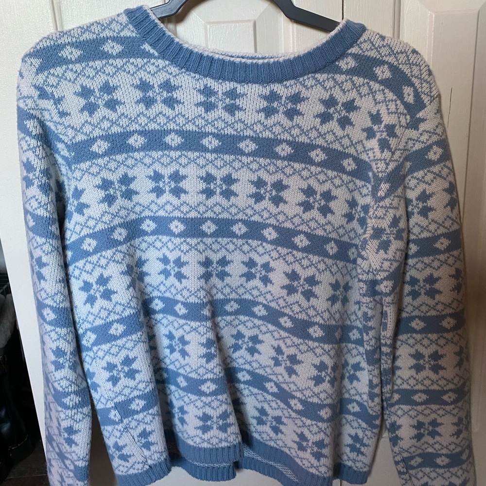 Blue and white sweater